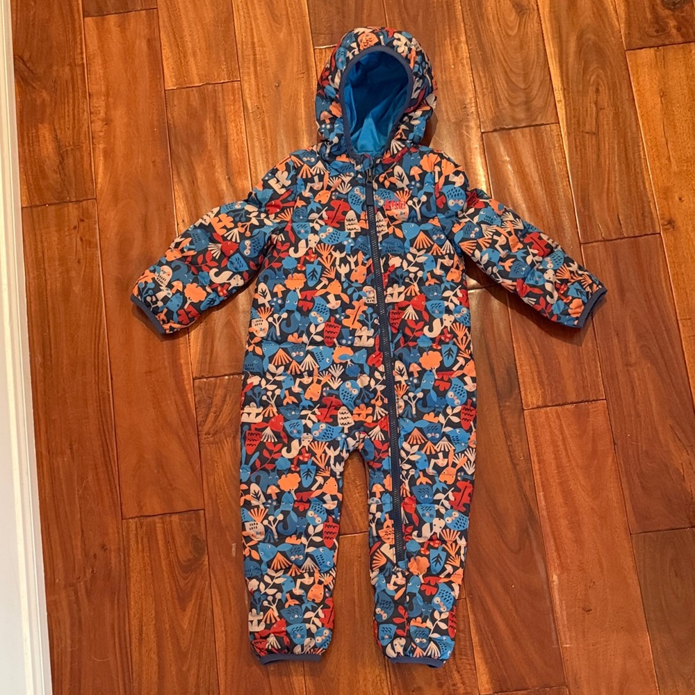 REI Kids Blue Patterned Hooded One-Piece Snowsuit